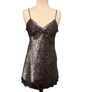 Ambrielle  Gray and Black Cheetah Satin Slip Dress Size XL